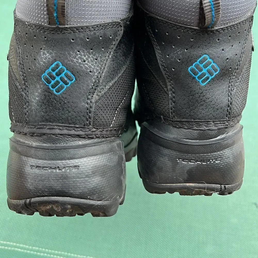 Columbia Techlite Waterproof Winter Boots‎ Youth Black Grey Blue BY1328-010  5